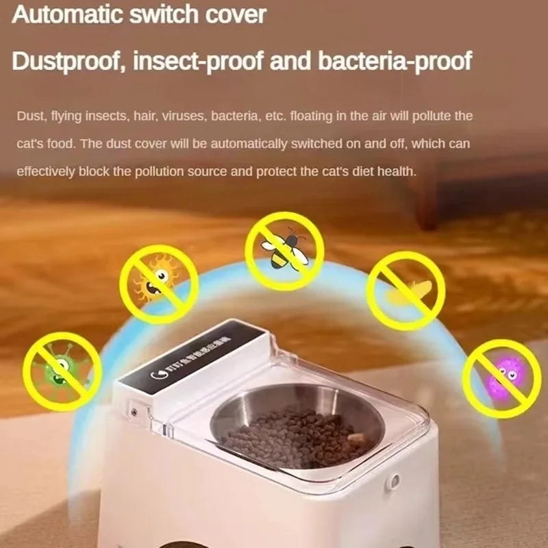 Smart Cat Bowl Pet Feeder Bowl Cat Dog Food Feeder Infrared Sensor Auto Open Cover Smart Feeder Anti-mouse Cat Food Dispenser