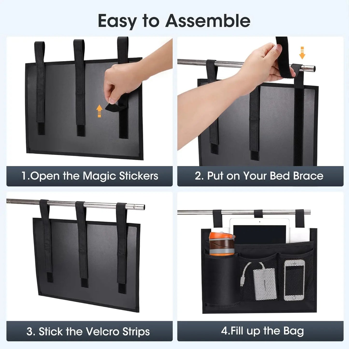 Bedside Caddy Storage Bag Multi Pockets Hanging Bag Bed Accessories Organizer Gadget Oxford Cloth for Dorm Bunk Hospital Book