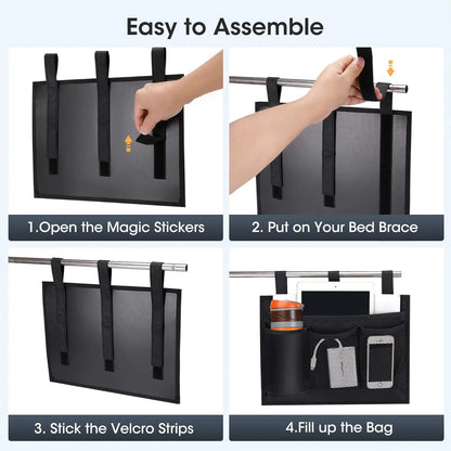 Bedside Caddy Storage Bag Multi Pockets Hanging Bag Bed Accessories Organizer Gadget Oxford Cloth for Dorm Bunk Hospital Book