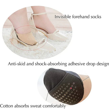 Womens High-Heeled Shoe Insoles-Ergonomic Half Insoles Protective Five-toe Forefoot Pads Ultra-Absorbent Non Skid Half Sock