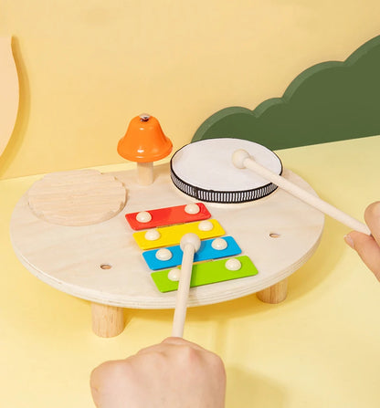 Wooden Music Toys For Babies Children's Multifunctional Music Knocking Table Early Education Kids Drum Set Music Toy Baby Gift
