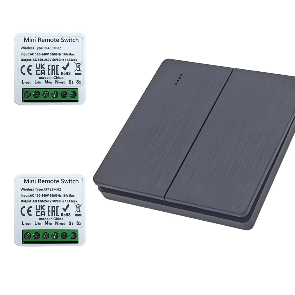 Wireless Smart Switch Light 433Mhz RF 86 Wall Panel Switch with Remote Control Mini Relay Receiver Home Led Light Lamp Fan