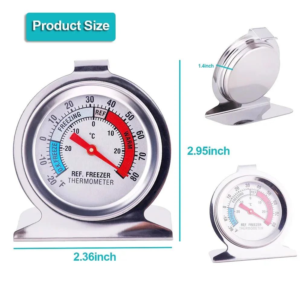 2/4Pcs Refrigerator Thermometer -30~30°C/-20~80°F, Classic Fridge Analog Thermometer Large Dial with Red Indicator Thermometer