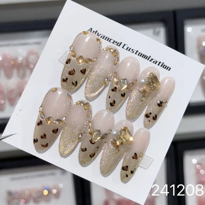 10Pcs Short Press On Nails y2k Star Rhinestone Design Handmade Press On nails Luxury With Design Full Cover Removable Fake Nails