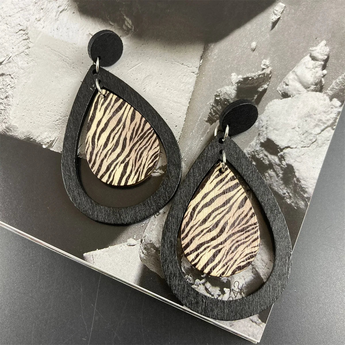 Bohemian Ethnic Big Colorful Painted Wooden Earrings for Women Creative Design Geometric Statement Dangle Earring Female Jewelry