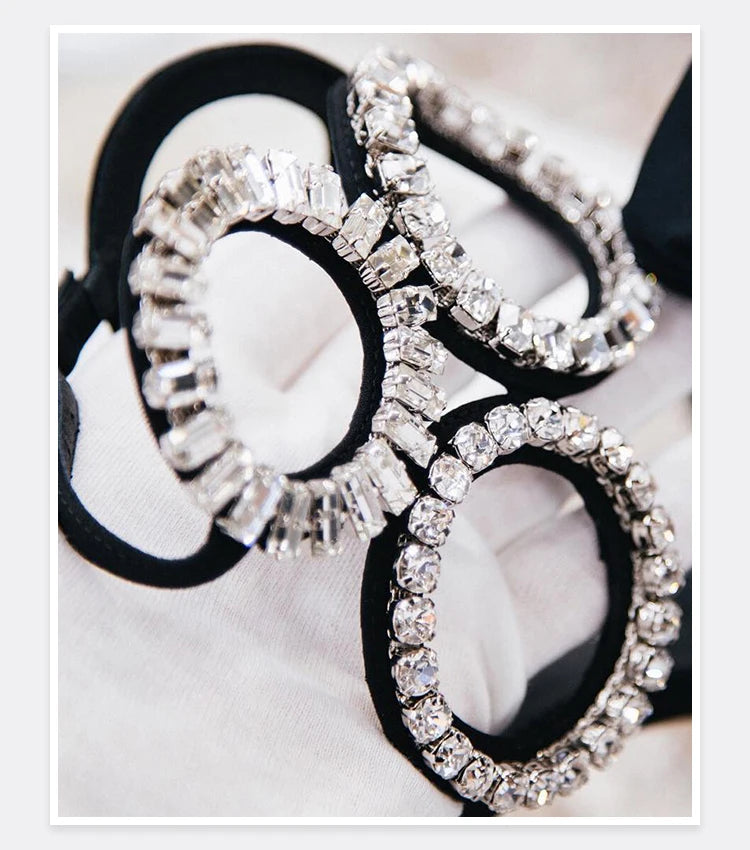 Circle Heels 2024 New Dress Wedding Shoes with Rhinestone Open Heel Roman Sandals