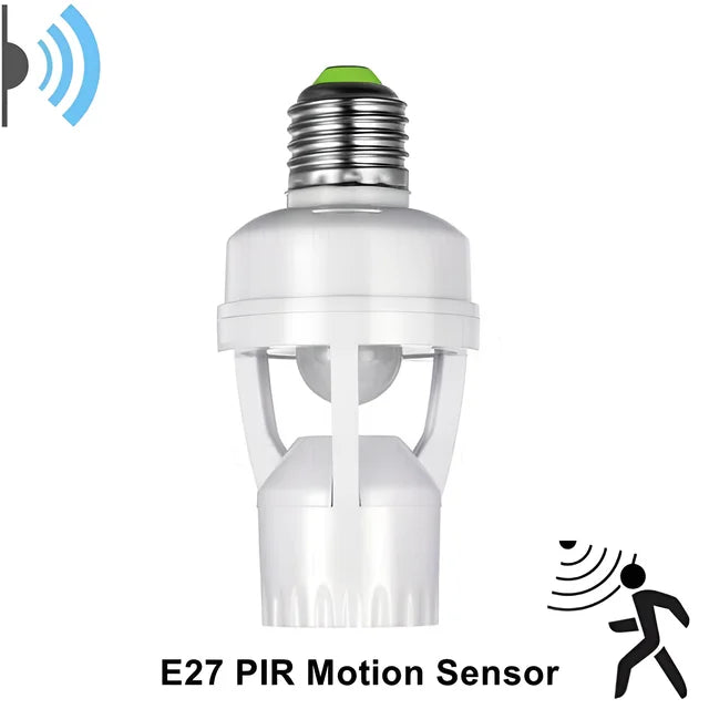 Smart Home PIR Motion Sensor Light Socket E27 LED Bulb Base Adapter with Light Control Smart Switch Residential Security