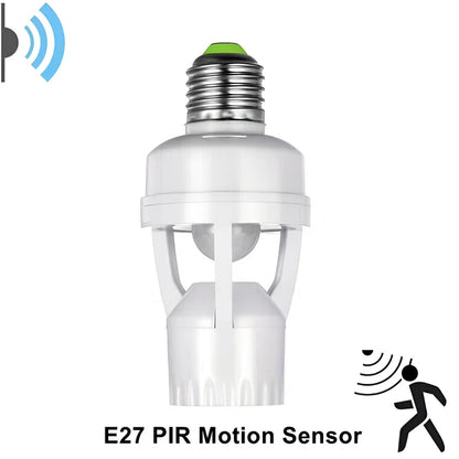 Smart Home PIR Motion Sensor Light Socket E27 LED Bulb Base Adapter with Light Control Smart Switch Residential Security