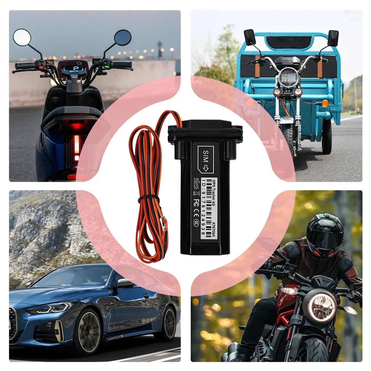 GPS Tracker for Vehicles Waterproof Car Tracking Device Real-Time Vehicle Locator for Trailer Security Motorcycle Truck Taxi