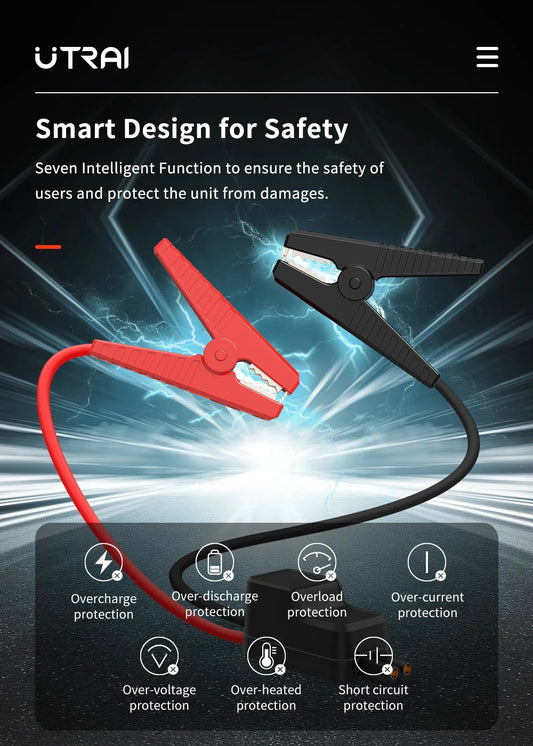 UTRAI Smart Booster Cables Auto Emergency Car Battery Clamp Accessories Wire Clip Red-black Clips for Jstar one Jump Starter