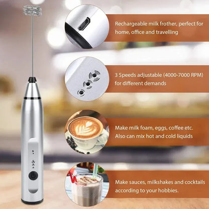 Portable Electric Milk Frothers Type C Handheld Blender Mini Coffee Maker Whisk Mixer Cappuccino Cream Egg Beater Food Blender