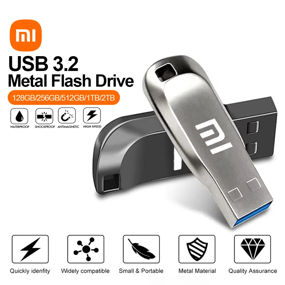 Xiaomi USB 3.2 Flash Drives 2TB Metal Pendrive 1TB 512GB High Speed USB Drive 128GB For Computer Storage Devices Memoria U Disk
