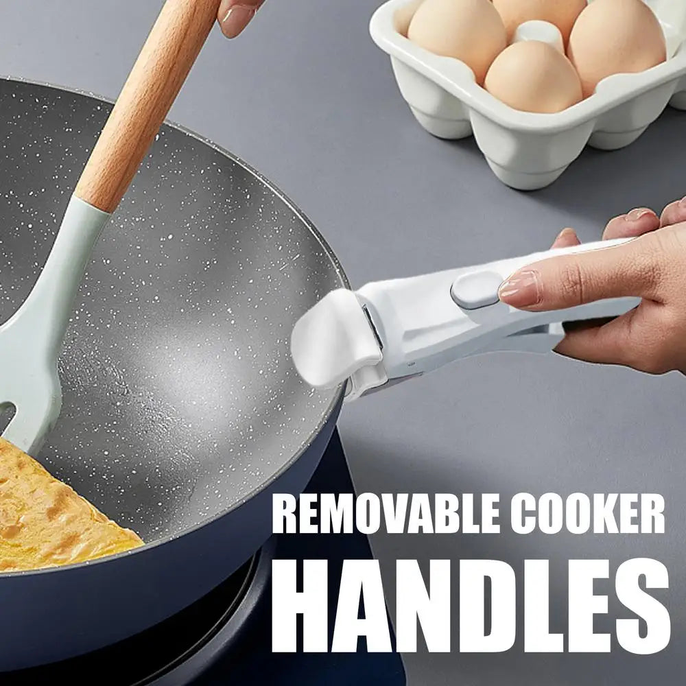 Removable Handle Removable Pan Pot Handle Detachable Replacement Clip Hand Grip Portable Cookware Grip for All Cookware