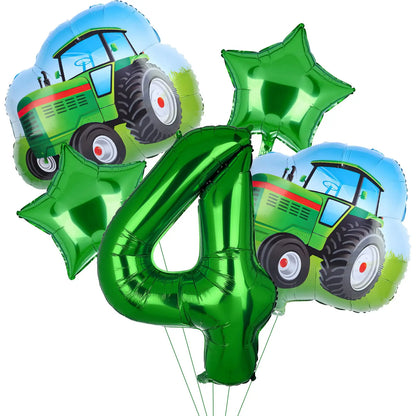 Green Farm Tractor Tableware Napkins Tablecloth Farm Tractor Theme Birthday Decor Birthday Banner Balloon Caketopper