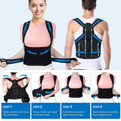1PC Posture Corrector Back Brace - Lumbar & Shoulder Support for Back Pain Relief & Posture Improvement (Men/Women)