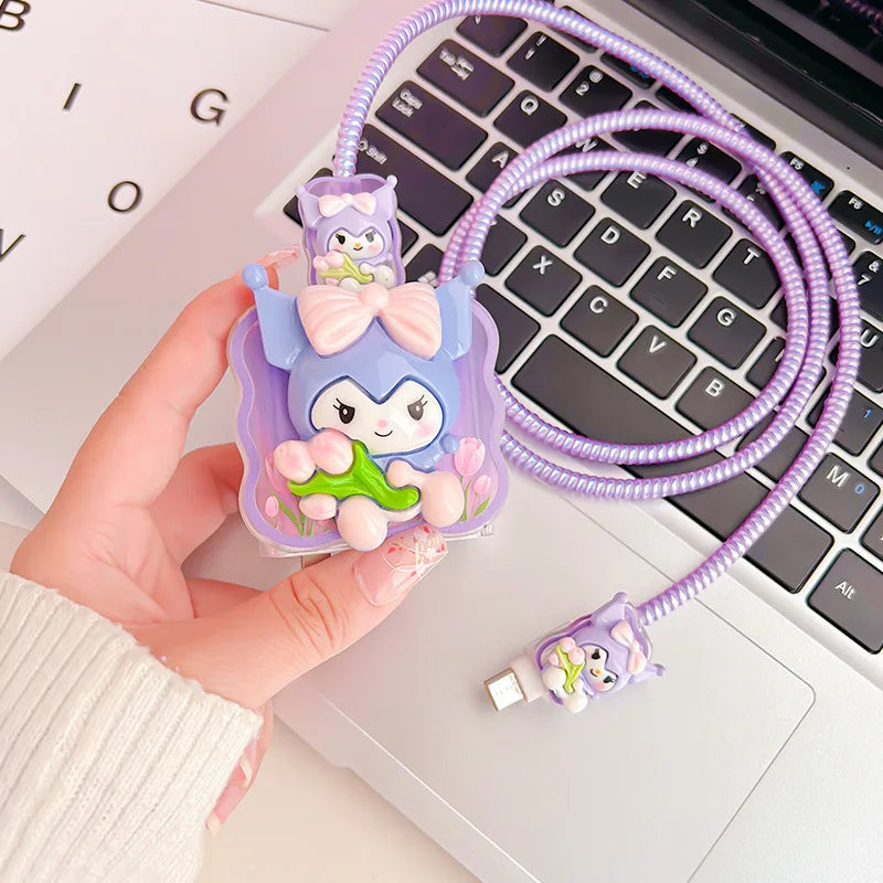 Joytop Sanrio 5Pcs Set Cable Protector for Huawei 35W/40W/66W/88W/100W Fast Charger Case Phone Wire Cord Organizers Winder