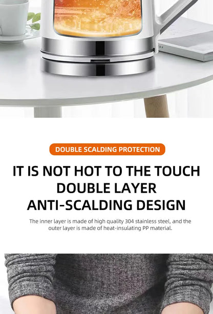 110V 220V Electric Kettle Household Stainless Steel Water Boiling Pot 2L Kettle Home Appliance