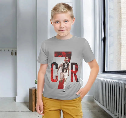 2025 Summer new Kids 3D Soccer apparel CR7 Men's Outdoor Apparel Boys & Girls T-shirts Kids T-shirts ages 5-14