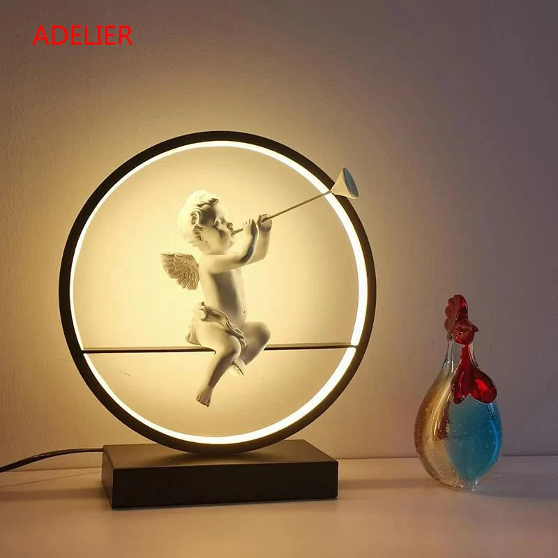 LED Angel table lamps bedroom bedside decorative lamp married couple romantic warm desk lamp