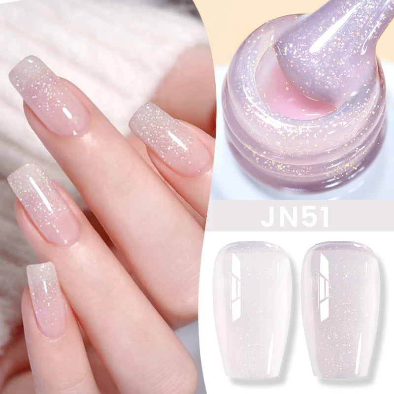 BORN PRETTY Jelly Nude Gel Nail Polish 10ml Light Pink Peach Translucent Color UV Light Cure Gel Varnish Nail Art DIY at Home