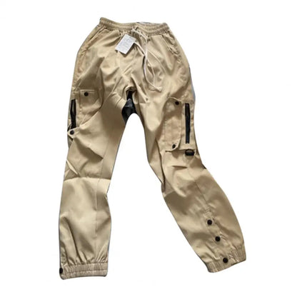 Cargo Pants for Mens Elastic Casual Trousers Zipper Multi-Pocket Joggers
