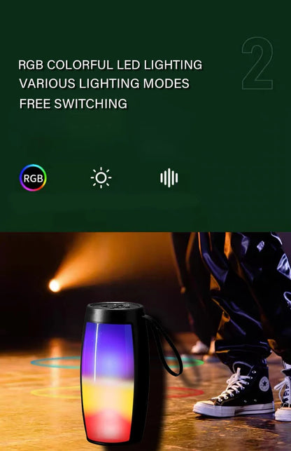 1PC RGB Colorful Lights Wireless Bluetooth Speaker With LED Light Portable Outdoor Stereo Supports TF And U Disk Expansion