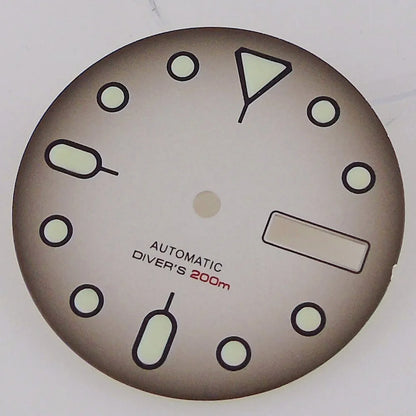 NH36 Watch Dial 29mm Weekday Date Orange/white/black Dial Face Plate Green Lume for Diver Watch Hand Set