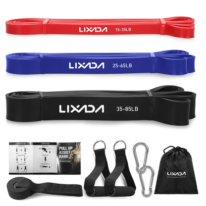 Lixada Pull Up Assist Bands Set Resistance Loop Bands Powerlifting Exercise Stretch Bands with Door Anchor Foam Handles Hooks