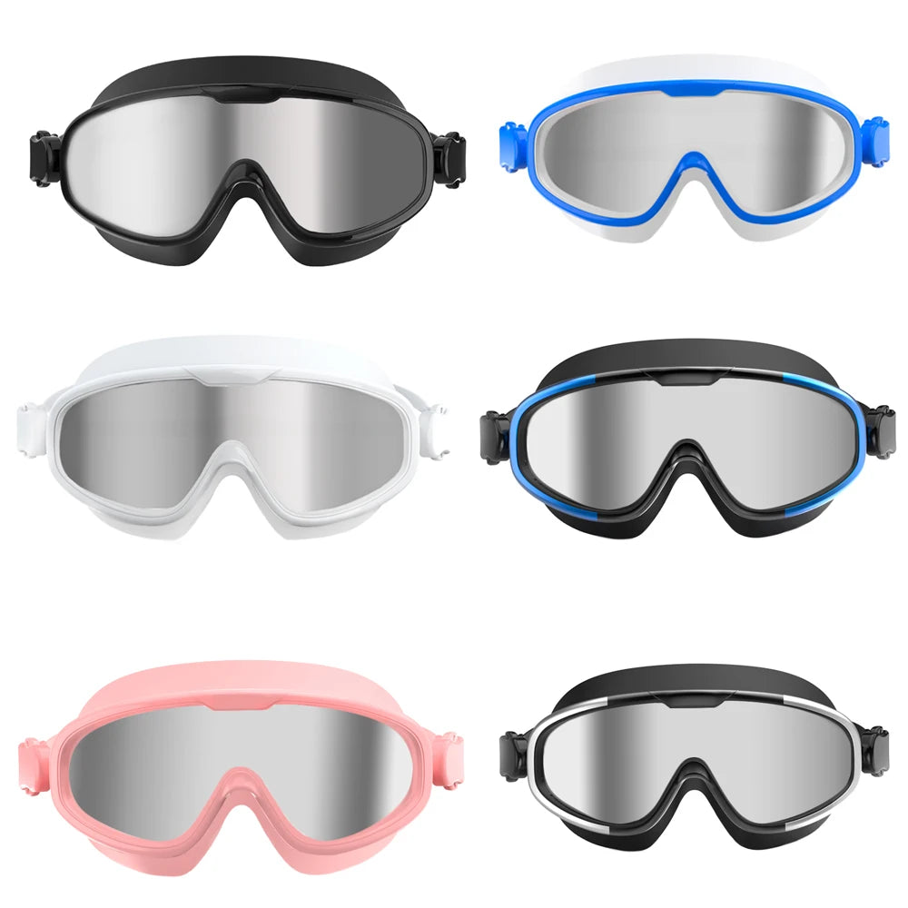 Large Frame Swimming Goggles Anti Fog Waterpoof Swimming Goggles for Men Women Swimming Pool Beach Silicone Swimming Goggles
