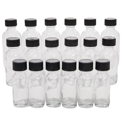 6 Pcs Small Clear Glass Bottles With Lids Glass Containers Round Bottles For Juice, Oils, Ginger Shots, Whiskey, Liquids