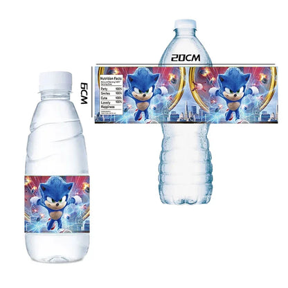 Bandai Sonic the Hedgehog Sticker Party Supplies Birthday Party Bottle Sticker Party Juice Cup Sticker Baby Party Decorations