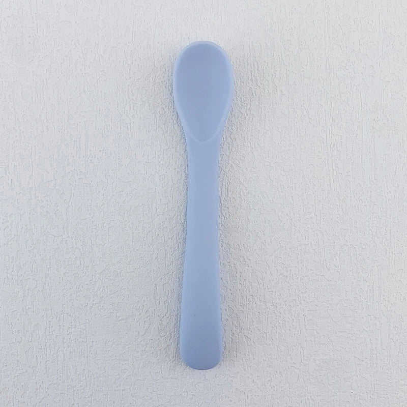 Baby Soft Silicone Spoon Food-grade Silicone Children's Supplementary Feeding Training Spoon Long-handle Silicone Feeding Spoon