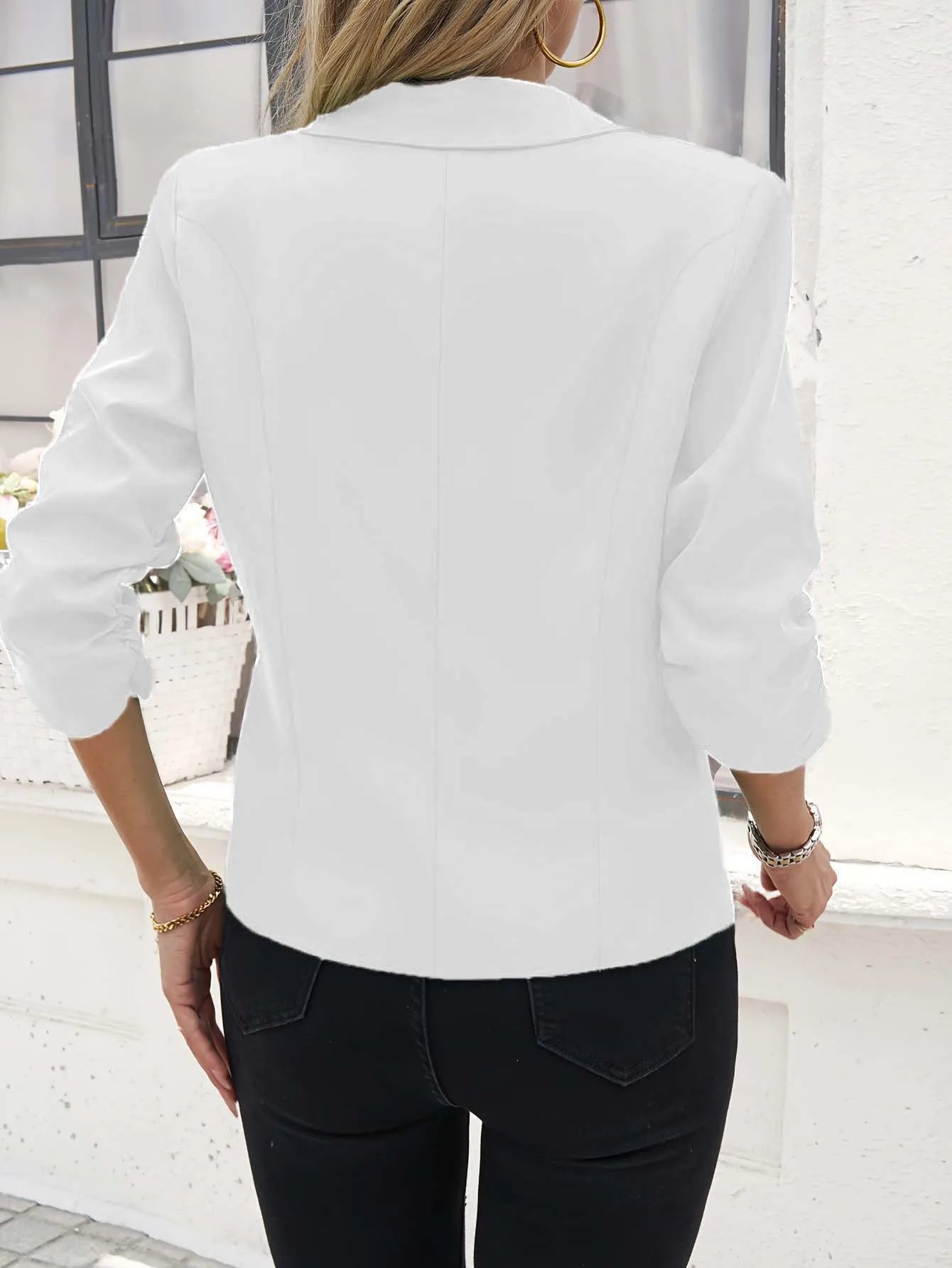 New Office Lady Suits Jacket Tops Formal Women's Seven Quarter Sleeved Suit Coats Casual Black Workwear Blazer Femme Clothing