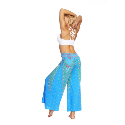 Boho Pants Wide Leg Palazzo Pants with Slits for Women Flowy Hippie Dance Pants,Bohemian Gypsy Yoga Pants