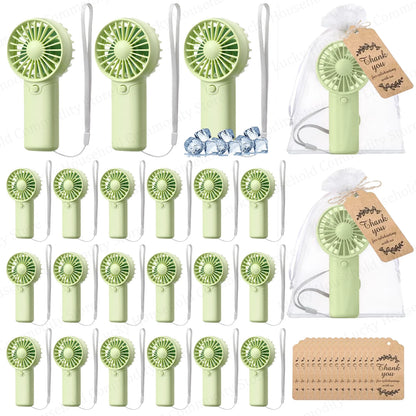 12-120PCS Portable Handheld Fan Bulk Wedding Fans for Guest Mini Handheld Fan Battery Powered Fans with Thank You Cards