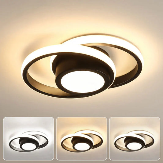 LED Ceiling Light 2 Rings Creative Design Modern Ceiling Lamp Indoor Lighting Fixtures Hallway Balcony Aisle Office Lustre