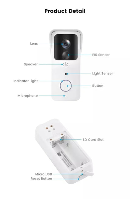 Video Doorbell 5G 2.4G WiFi 1080P Smart Outdoor Wireless Intercom Waterproof Wireless Camera Home Safety Doorbell Camera