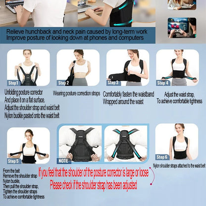 black Lumbar back posture correction band  adjustable Back posture corrector vestand belt for back support belt Relieve pain