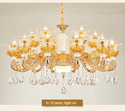 Flower Glass Lampshade Crystal Pendant Lamp Living Room Dining Room Bedroom Hall Villa New Design Hot Sale Decorative Chandelier