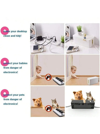 3 Pcs/Set Cable Management Boxes Organizer Strip Charger Wire Cable Storage Box Dust Large Storage Wires Keeper Holders