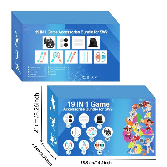Switch 2 Sports Accessories Bundle -19 in 1 Family Accessories Kit for NS Sports Games Compatible with Switch/OLED