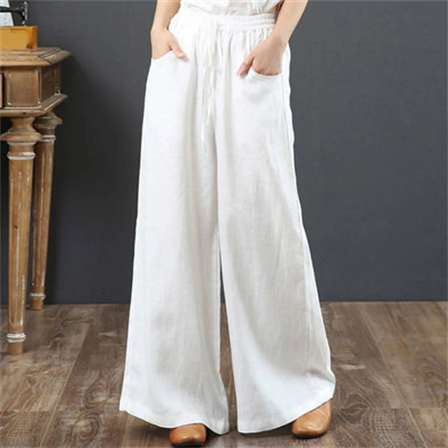 Women Summer High Waisted Palazzo Pants Wide Leg Long Pant Trousers With Pocket Internet celebrity new hot selling
