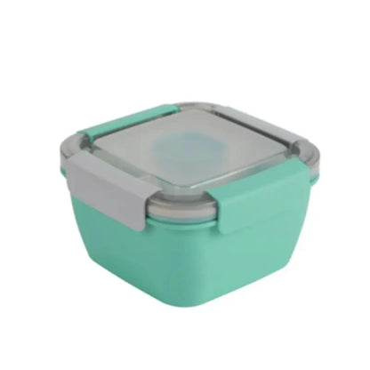 1 pc Salad Lunch Box Container With 37-oz Salad Bowl, 3 Compartments And 2-oz Sauce Container For Salad Toppings Or Snacks
