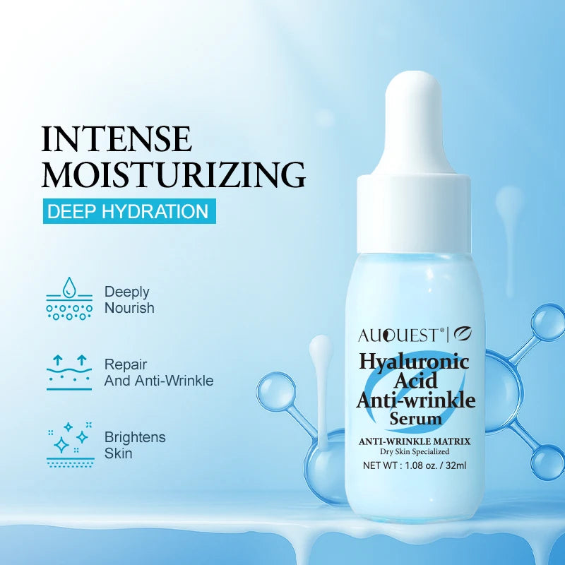 AUQUEST Hyaluronic Acid Anti-Wrinkle Face Serum Anti-Aging Lifting Firming Moisturizing Brightening for Glowing Skin Care