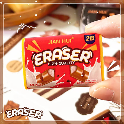 Aesthetic stationery back to school supplies Kawaii Stationery items Chocolate Erasers rubber school stationery accessories