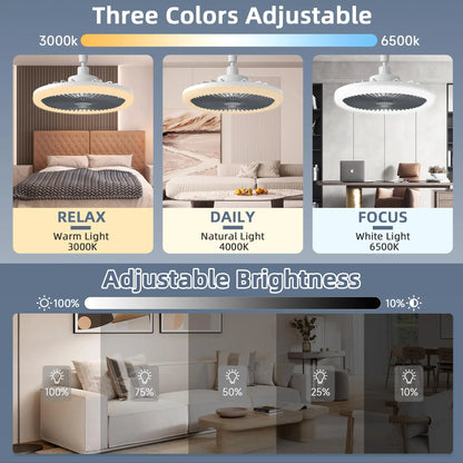 Smart Control Ceiling Fan 360 Rotation Ceiling Lamp Silent Room Fans LivingRoom Kitchen Energy saving Household Decorate