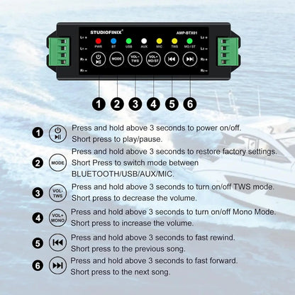 Herdio 5.25'' 600W 4PCS Outdoor Bluetooth Speakers Waterproof Wired Wall Mount Weatherproof Loudspeaker System For Garden Patio