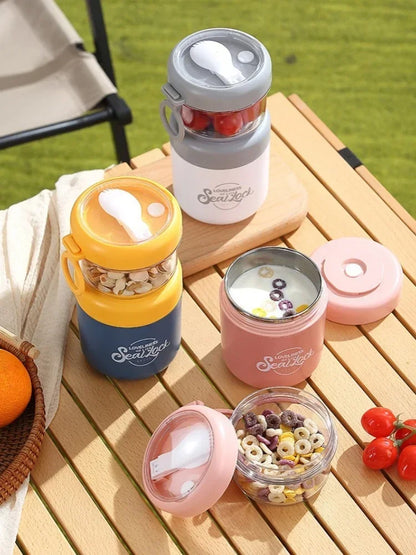 Stainless Steel Soup Cup Breakfast Oat Cups Students Office Workers Portable Milk Fruit Salad Cup Sealed Thermos Container