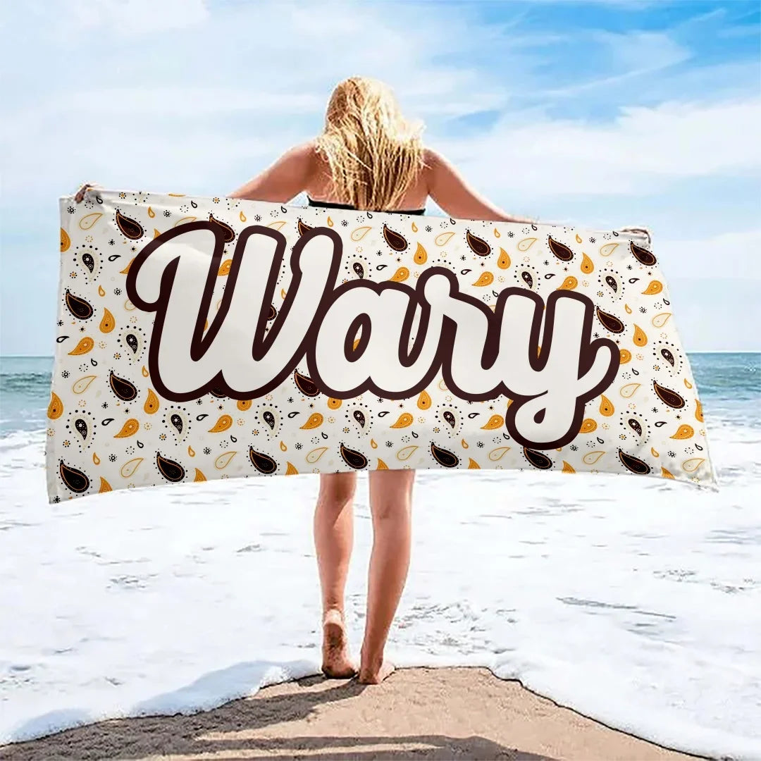 Bohemian Custom Names Beach Towels Stripe Microfiber Towels Absorbent Quick-Drying Soft Yoga Swimming Towels For Men Women Kids