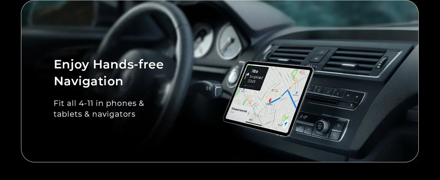 LISEN Magnetic Car Phone Mount for iPhone and Android with 6 Magnets and Adjustable Arch Design, Black